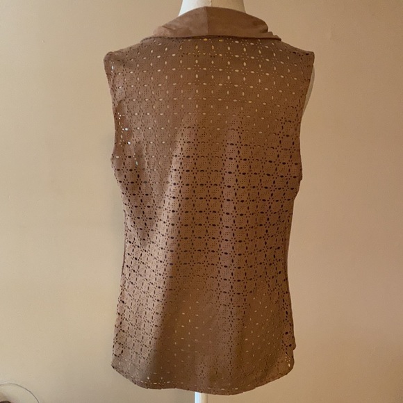 Suede Like Cloth Light Brown Vest - Picture 2 of 10